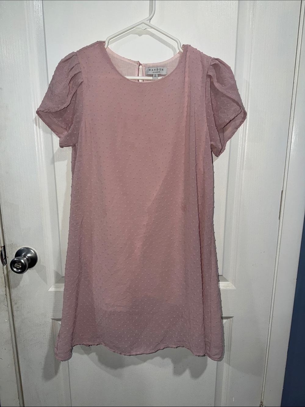 Hayden Dusty Pink Swiss Dot Puff Sleeve Dress